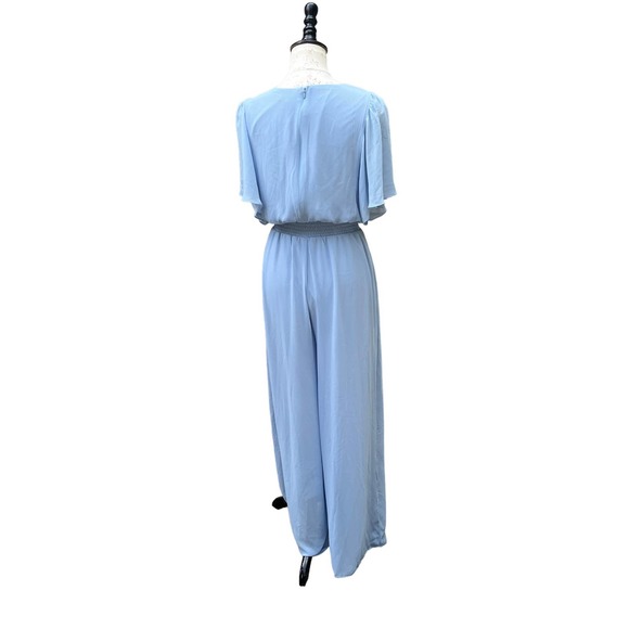 Halogen Women's Light Blue V-Neck Flutter Sleeve Wide Leg Jumpsuit.‎ Size MED - Picture 8 of 15